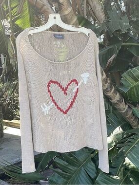 Wooden shipsHeart Design loose knit Sweater